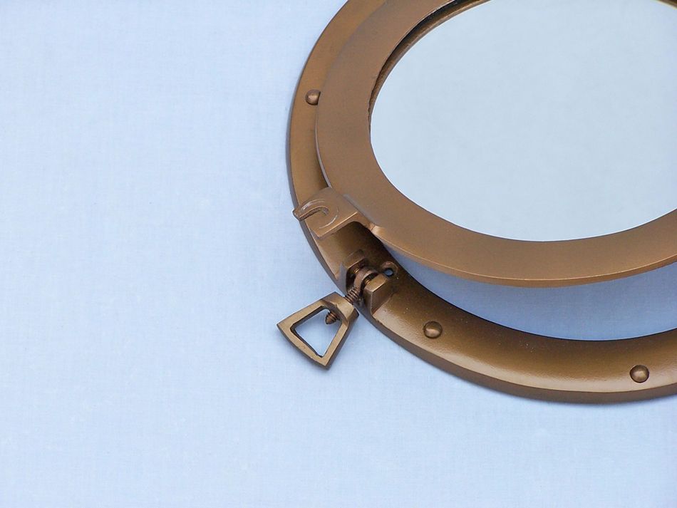 Antique Brass Decorative Ship Porthole Mirror 15""