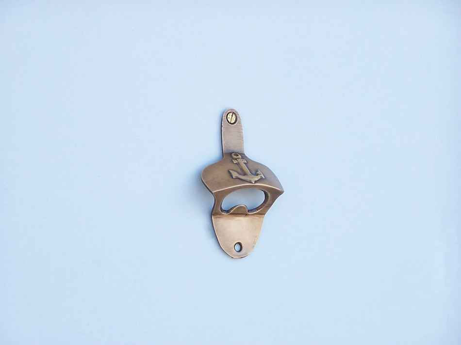Antique Brass Wall Mounted Anchor Bottle Opener 3""