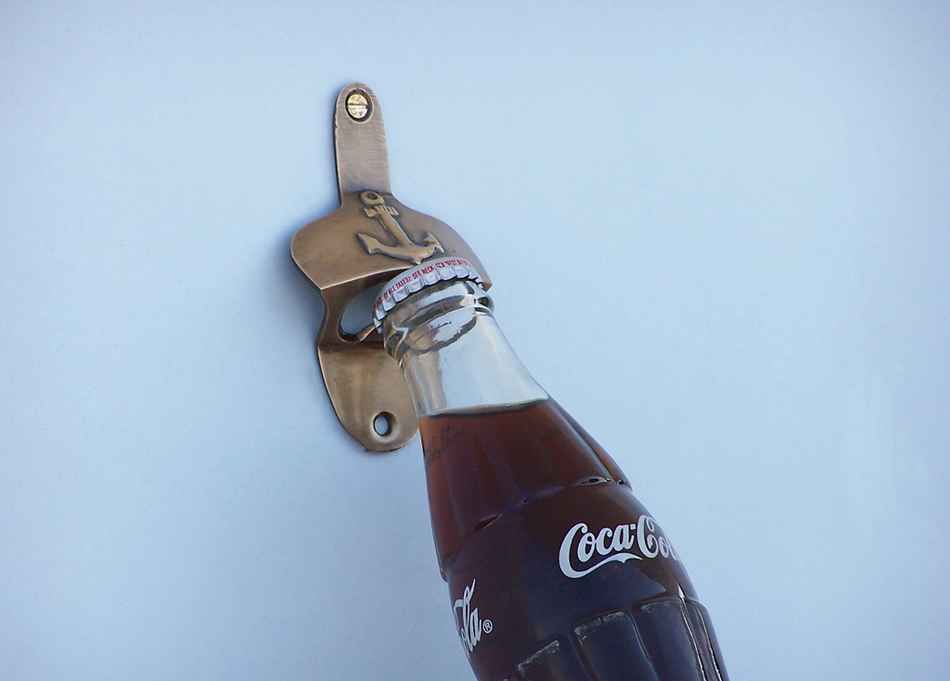 Antique Brass Wall Mounted Anchor Bottle Opener 3""