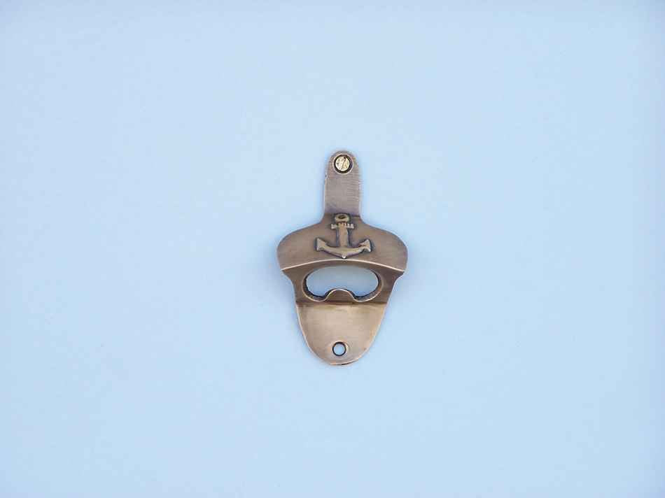 Antique Brass Wall Mounted Anchor Bottle Opener 3""