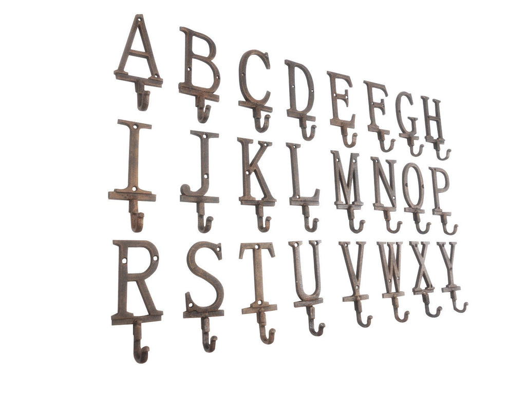Rustic Copper Cast Iron Letter J Alphabet Wall Hook 6""