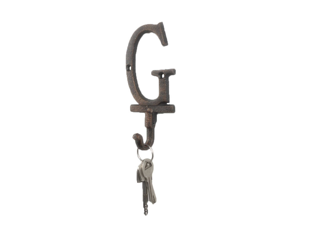 Rustic Copper Cast Iron Letter G Alphabet Wall Hook 6""