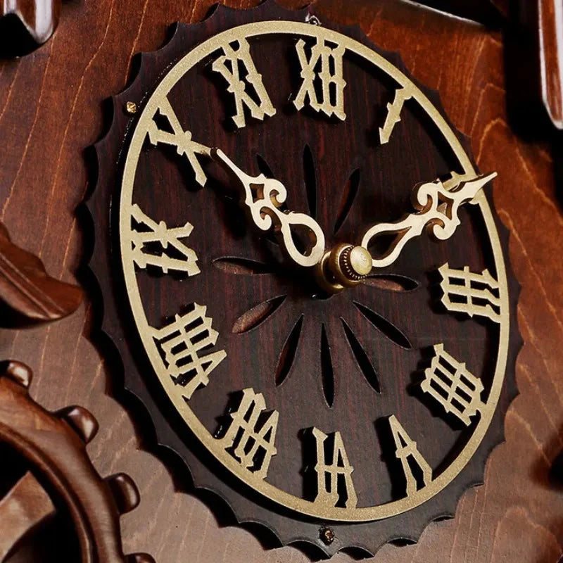 Antique Classic Solid Wood Hand - carved Cuckoo Wall Clock, Children's Music, Hour Announcement Swinging Creative Clock - PhishStones Products