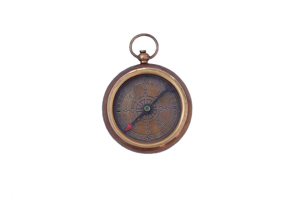 Antique Brass RMS Titanic White Star Lines Pocket Compass 3""