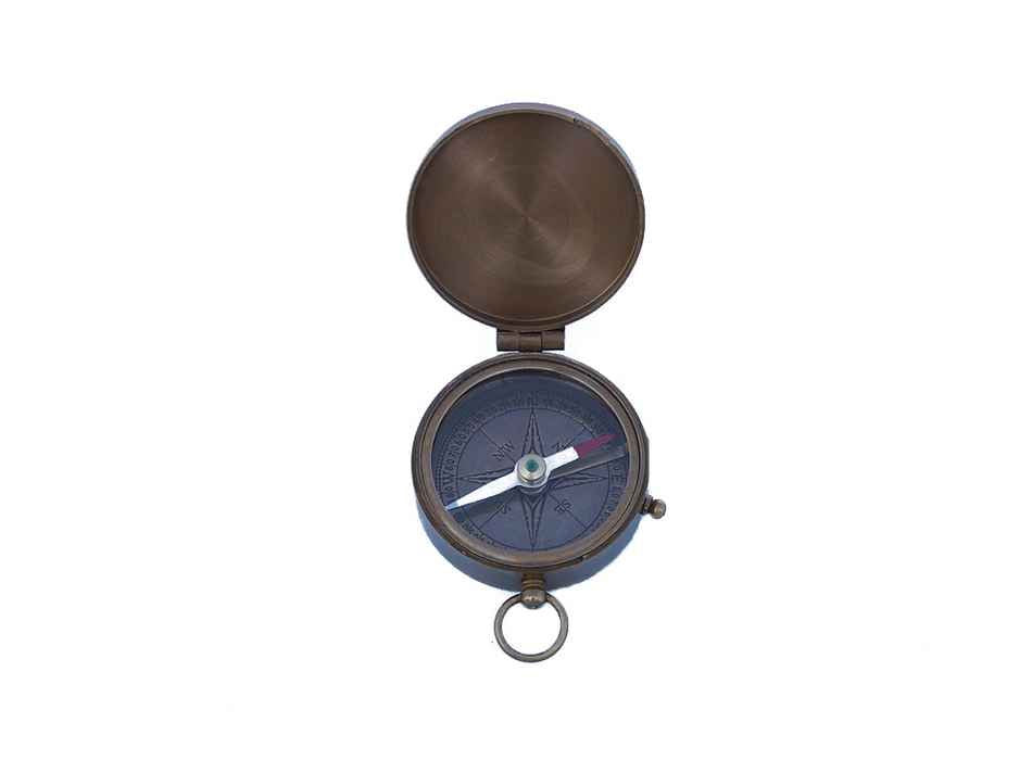 Antique Brass Lewis And Clark Pocket Compass 3""