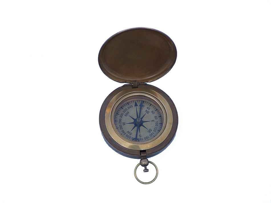 Antique Brass Captain's Push Button Compass 3""