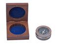 Antique Copper Paperweight Compass with Rosewood Box 3""