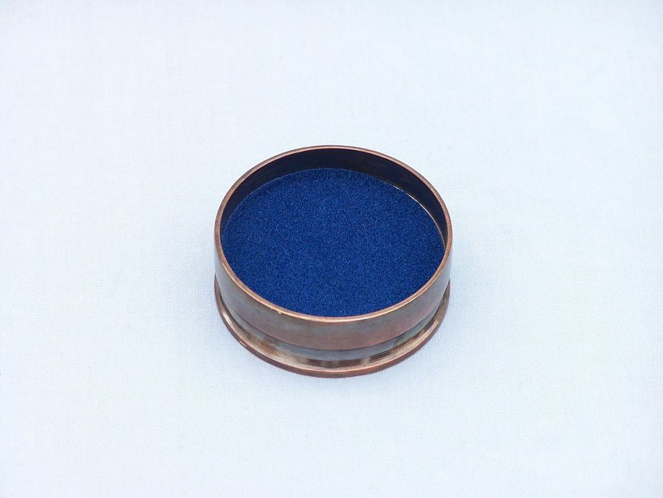 Antique Copper Paperweight Compass with Rosewood Box 3""