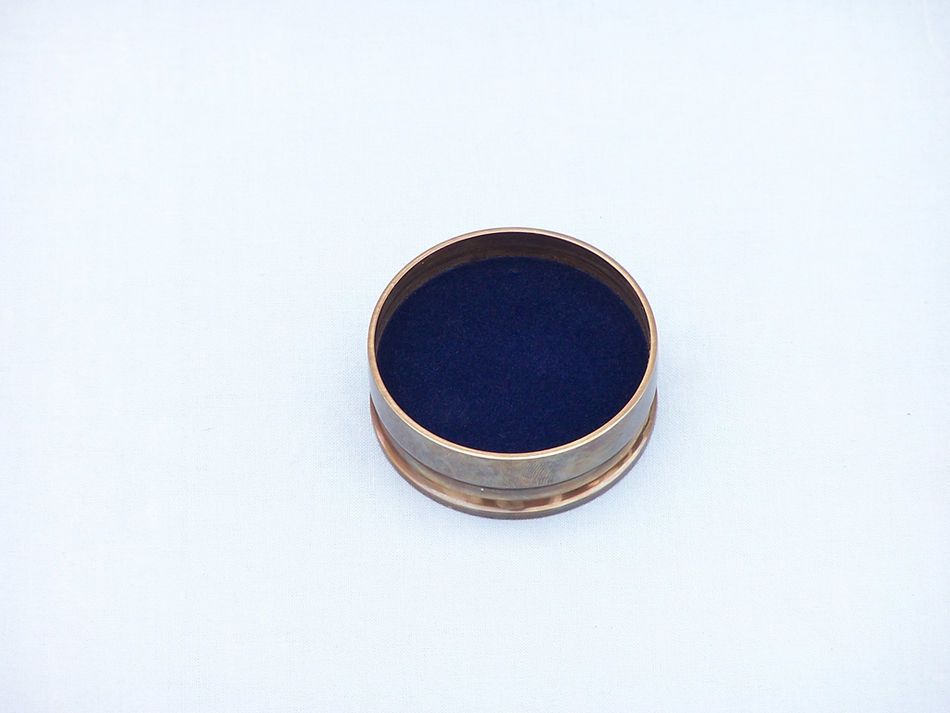 Antique Brass Paperweight Compass with Rosewood Box 3""