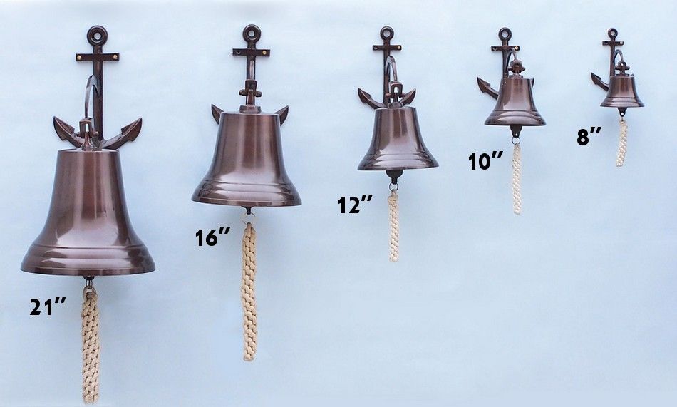 Antique Copper Hanging Anchor Bell 10""