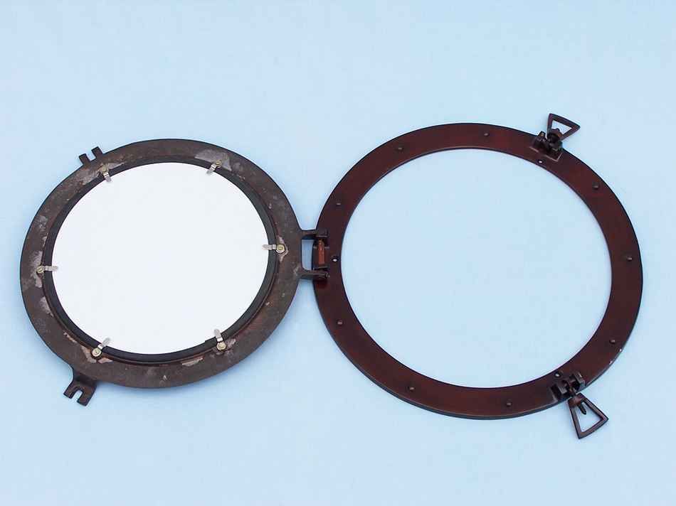 Antique Copper Decorative Ship Porthole Mirror 24""