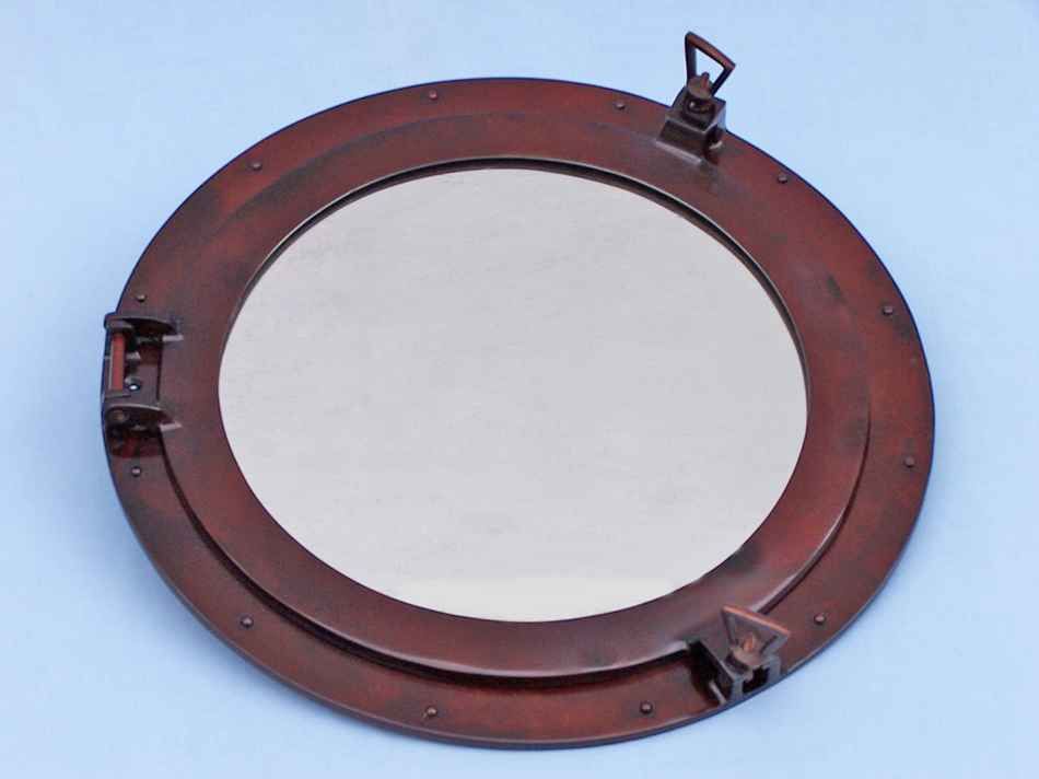 Antique Copper Decorative Ship Porthole Mirror 24""