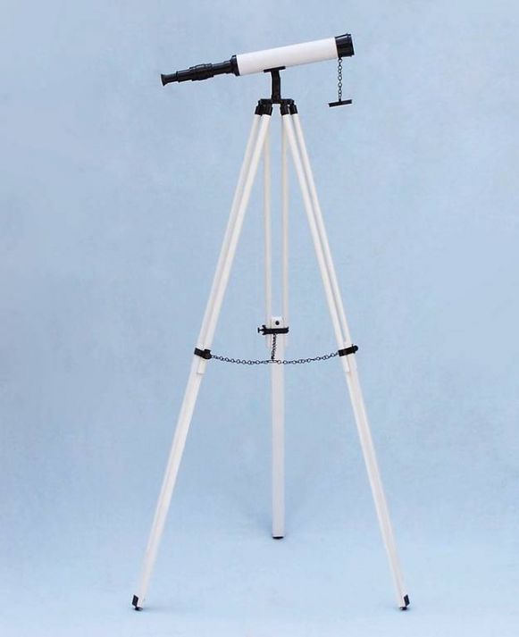Floor Standing Bronze with White Leather Harbor Master Telescope 50""