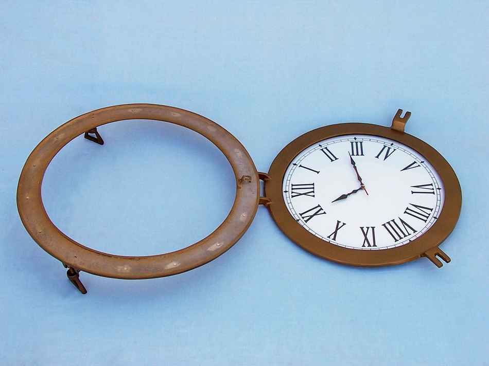 Antique Brass Decorative Ship Porthole Clock 24""