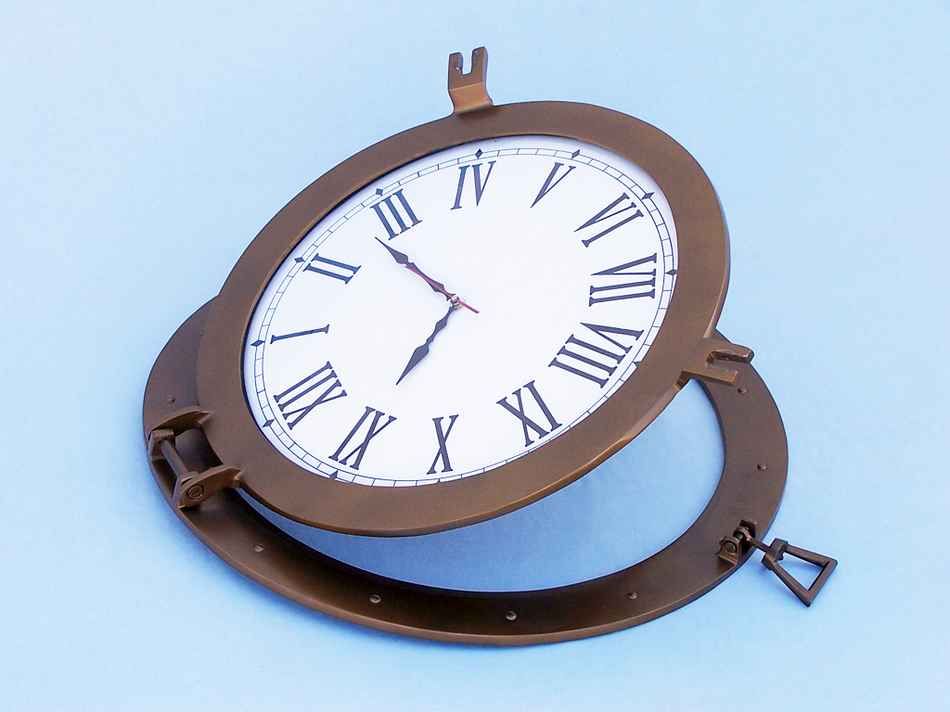 Antique Brass Decorative Ship Porthole Clock 24""