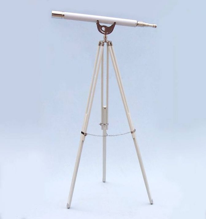 Floor Standing Chrome With White Leather Anchormaster Telescope 65""
