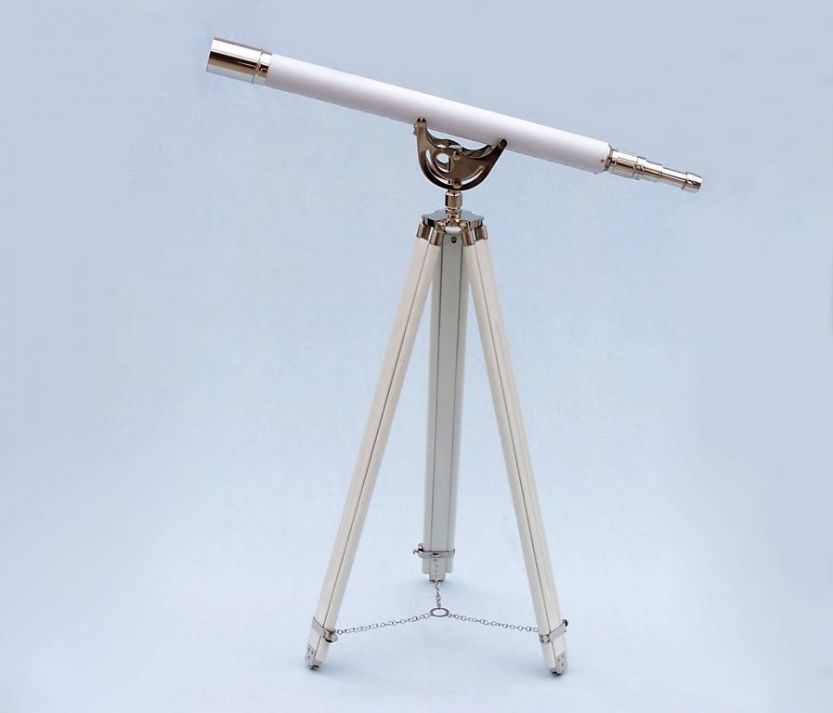 Floor Standing Chrome With White Leather Anchormaster Telescope 65""
