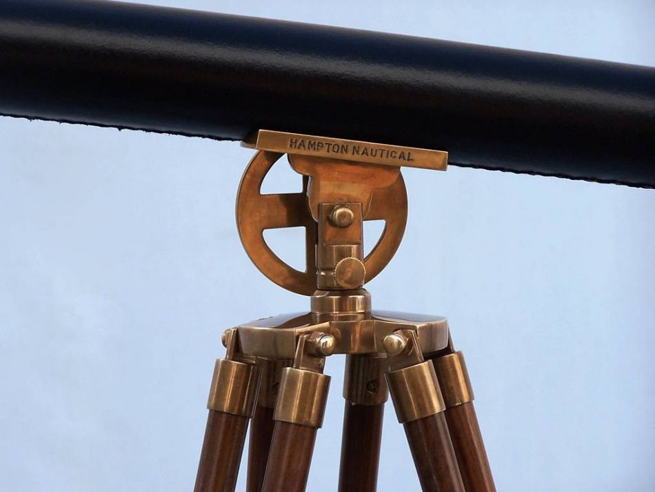 Floor Standing Antique Brass With Leather Griffith Astro Telescope 64""
