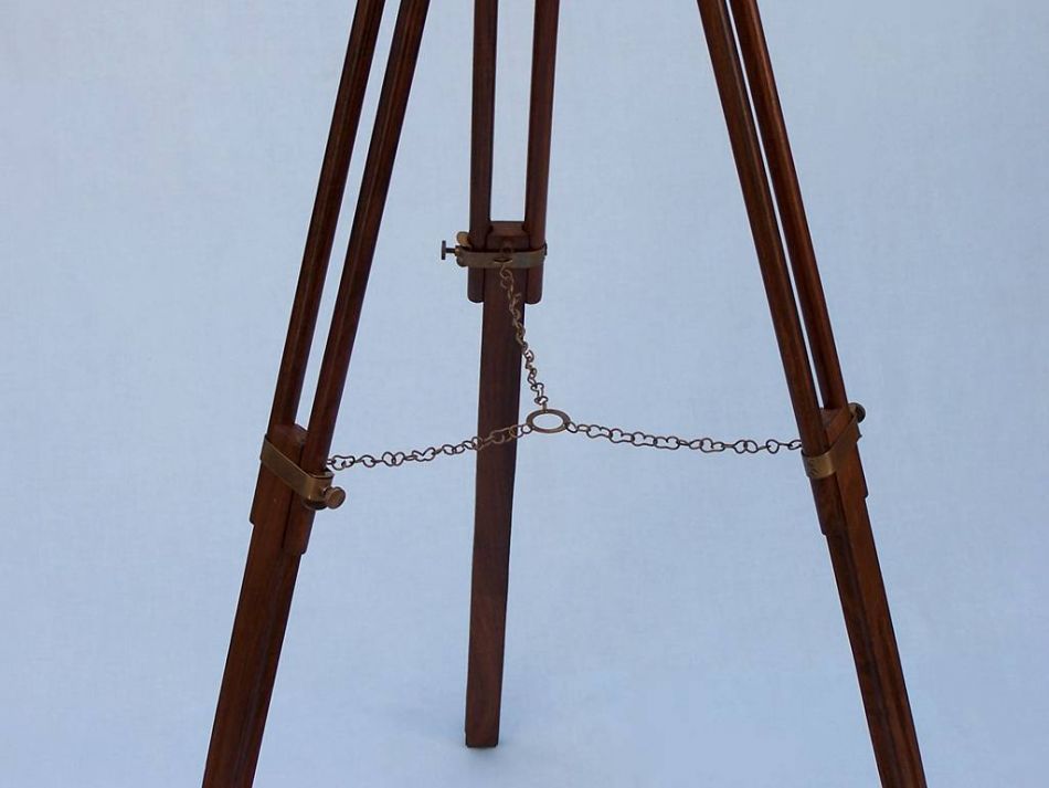 Floor Standing Antique Brass With Leather Harbor Master Telescope 50""