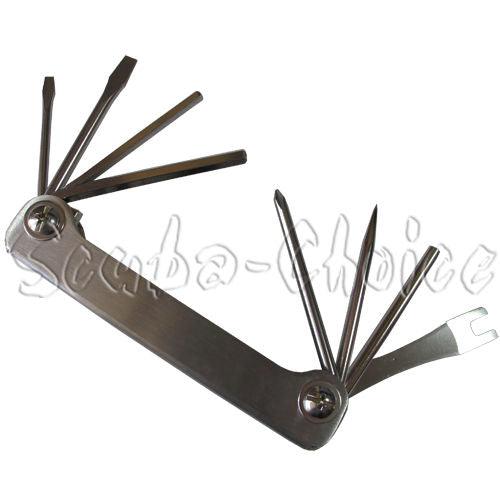 Scuba Diving Stainless Steel Dive Tool - 8 in 1 Valve Tool