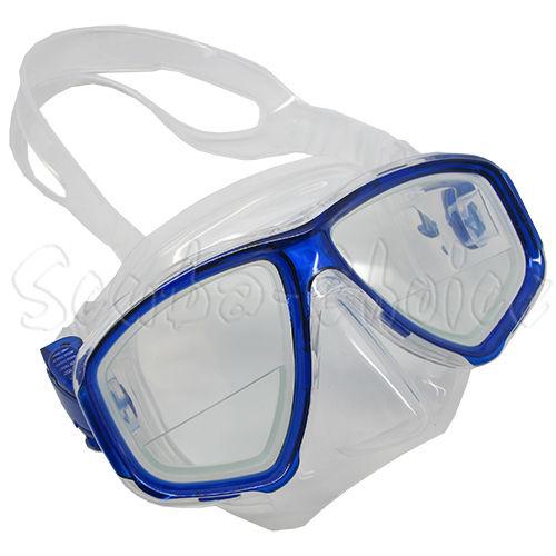 Palantic M36 Translucent Blue/Clear Silicone RX Farsighted Gauge Reader Lenses Dive/Snorkeling Mask