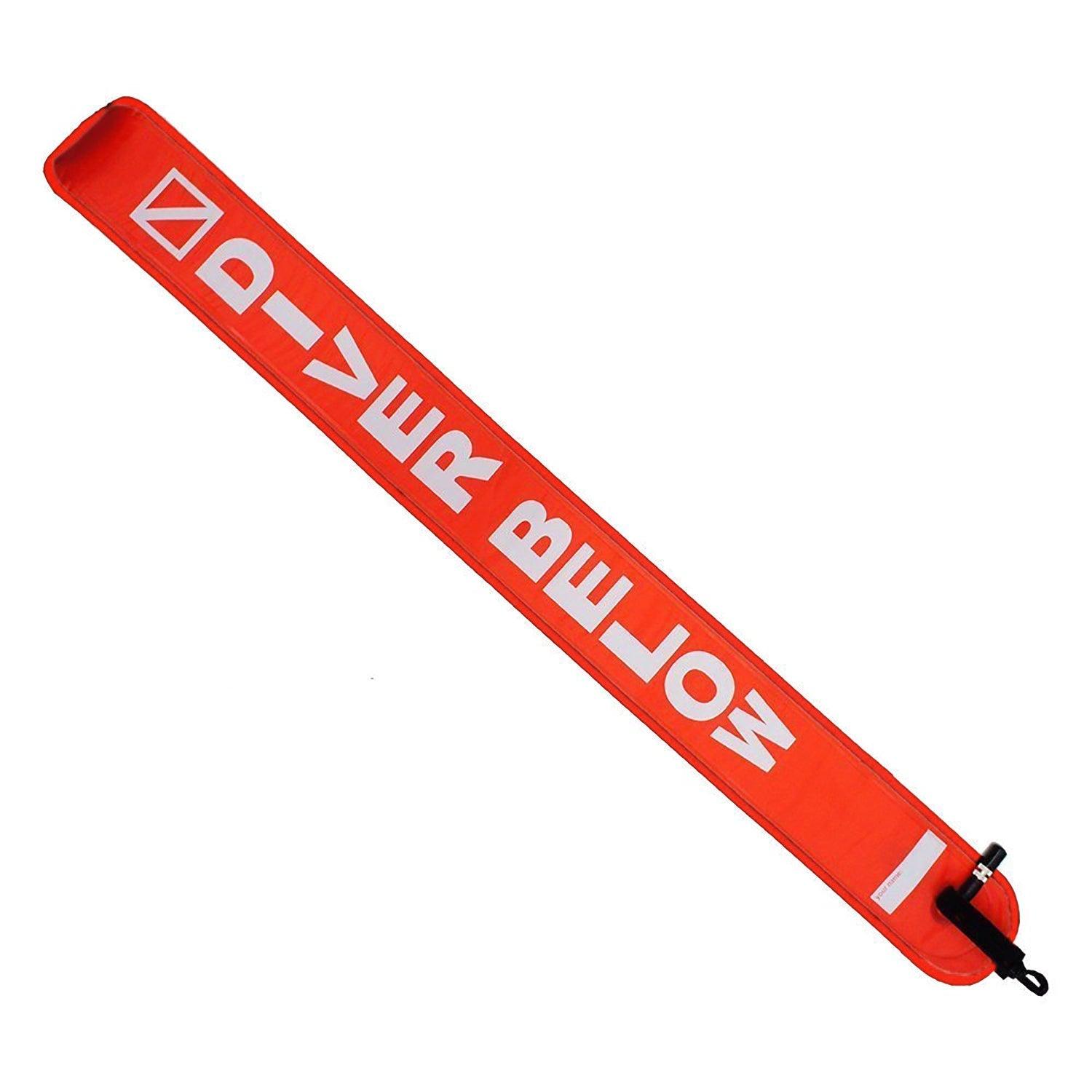 Scuba Diving 4ft Orange Surface Marker Signal Tube w/ Plastic Clip