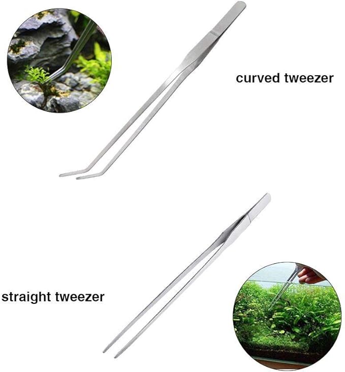 Aquascaping Tools 7 in 1 Kit Aquarium Plant Scissors Tools Set Curved & Waved Scissor Tweezers Spatula Stainless Steel Anti Rust Tools for Fish Tank Cleaning Plant Trimming - PhishStones Products