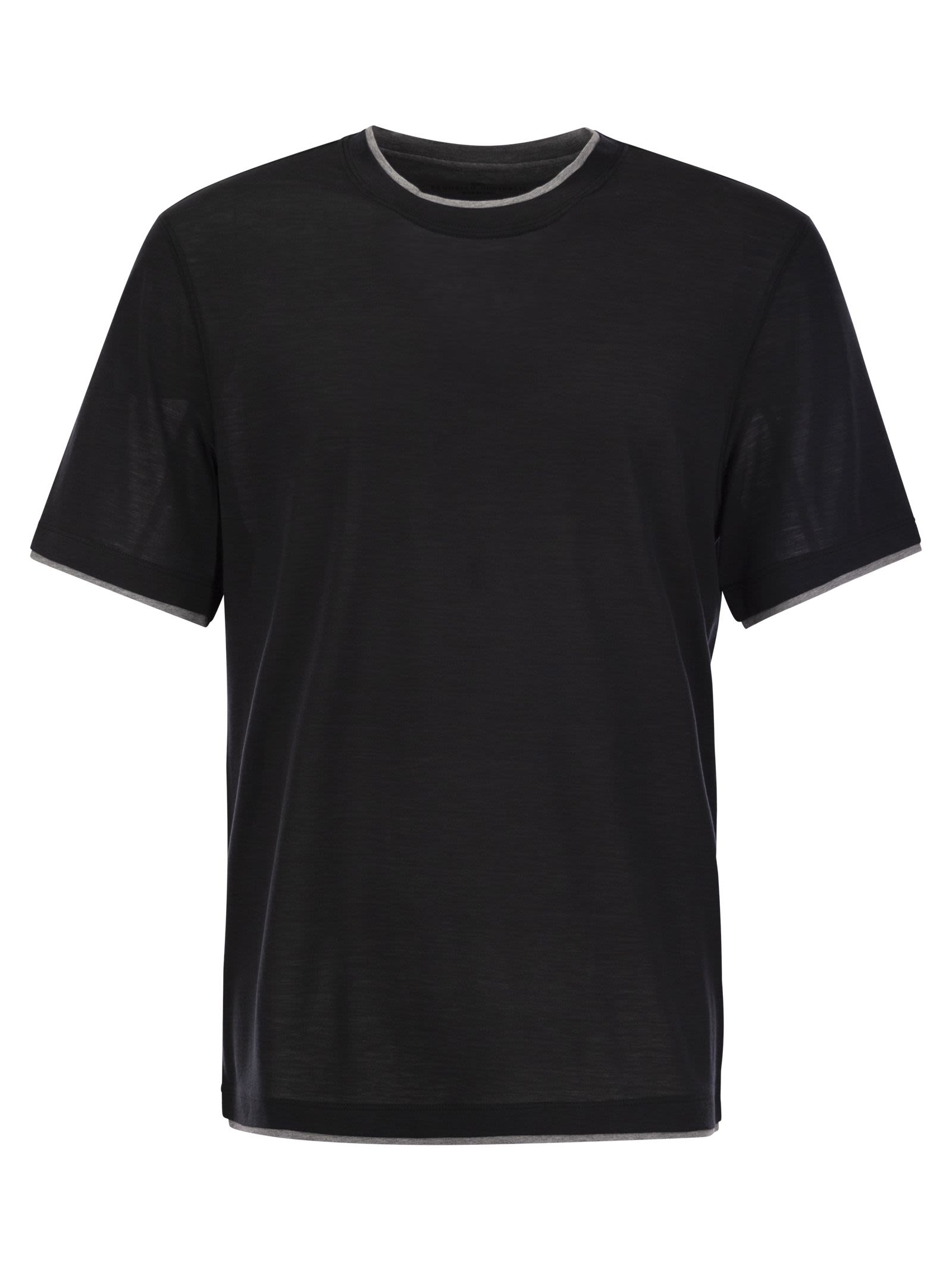Brunello Cucinelli Men Silk And Cotton T-Shirt