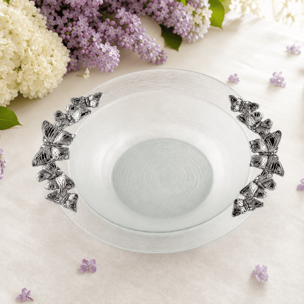Butterfly Glass Salad Bowl
