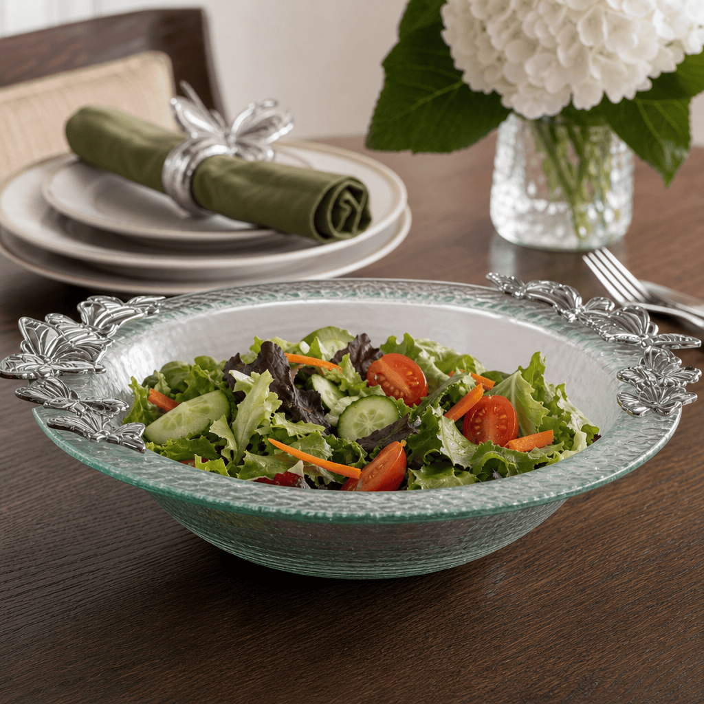 Butterfly Glass Salad Bowl