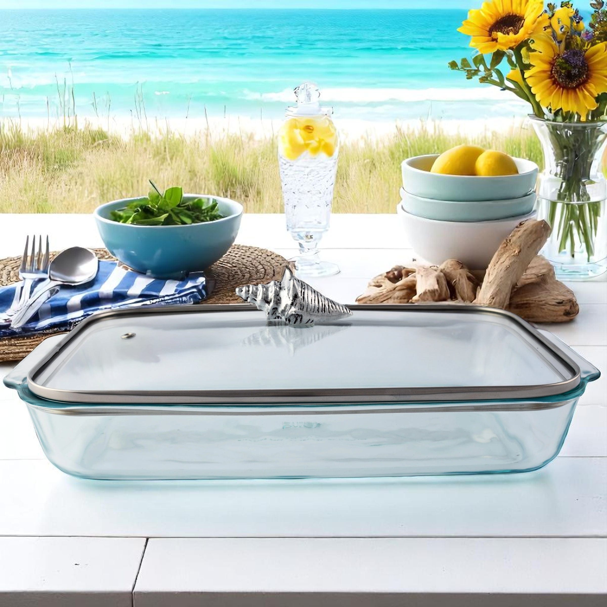 Shell Lid with Pyrex 3 quart Baking Dish