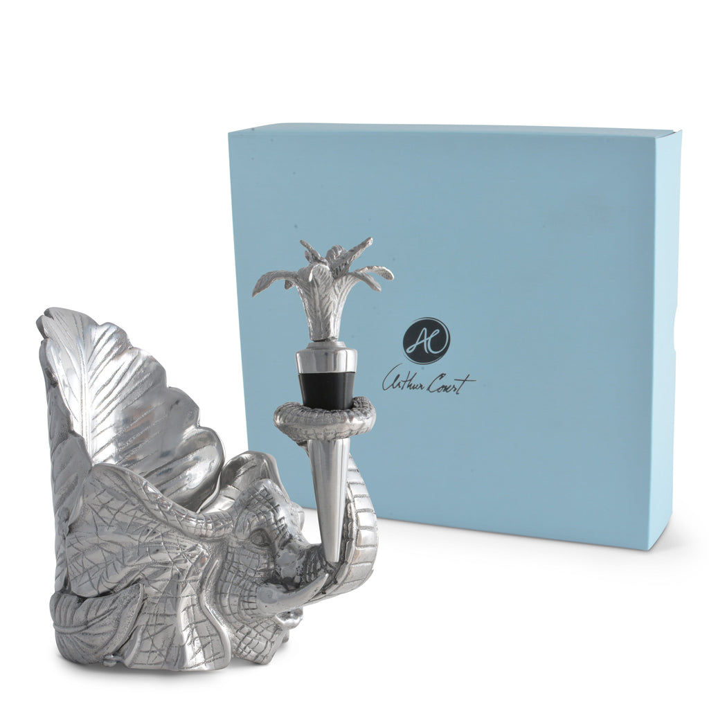 Elephant Wine Coaster and Stopper Set
