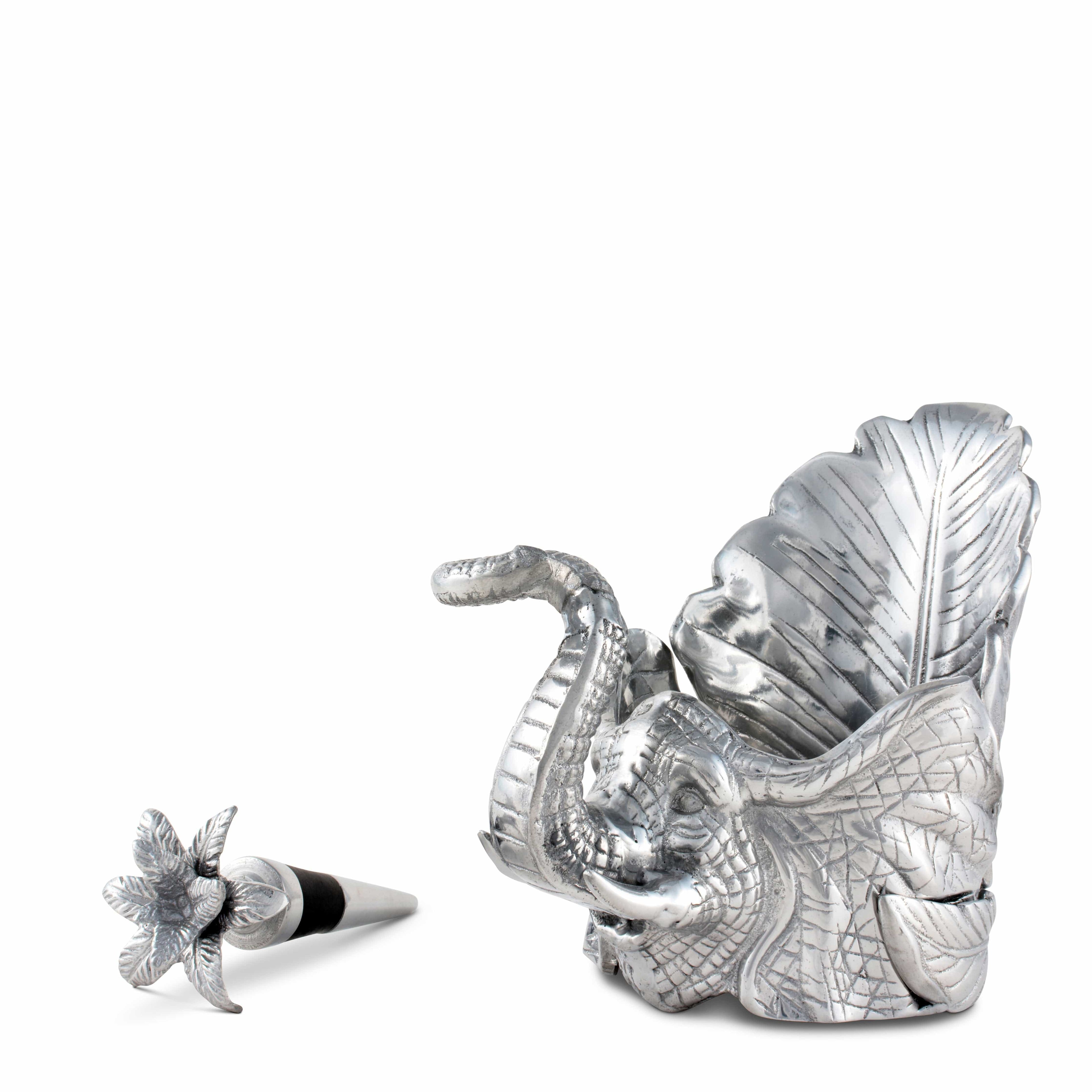 Elephant Wine Coaster and Stopper Set