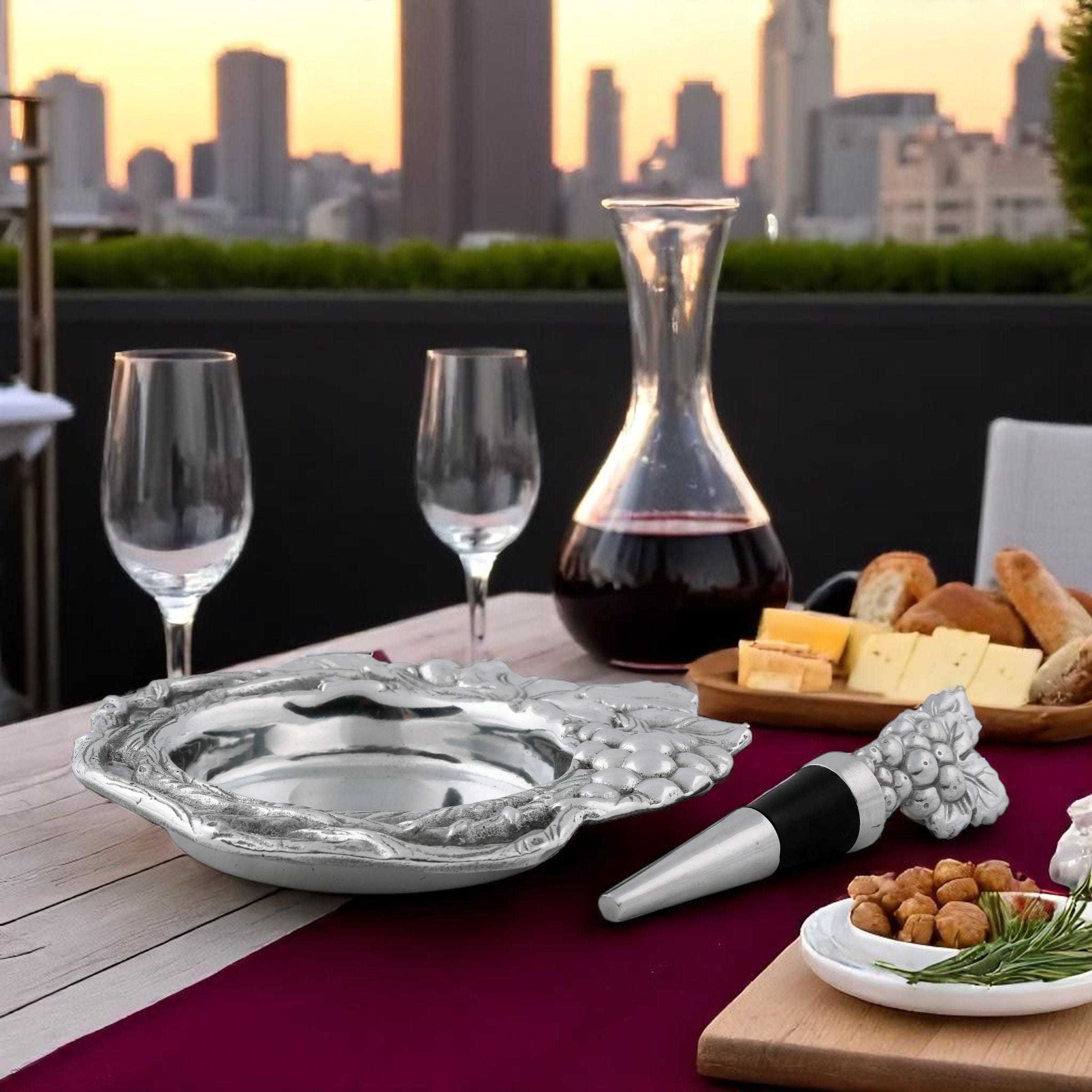 Grape Wine Coaster and Stopper Set