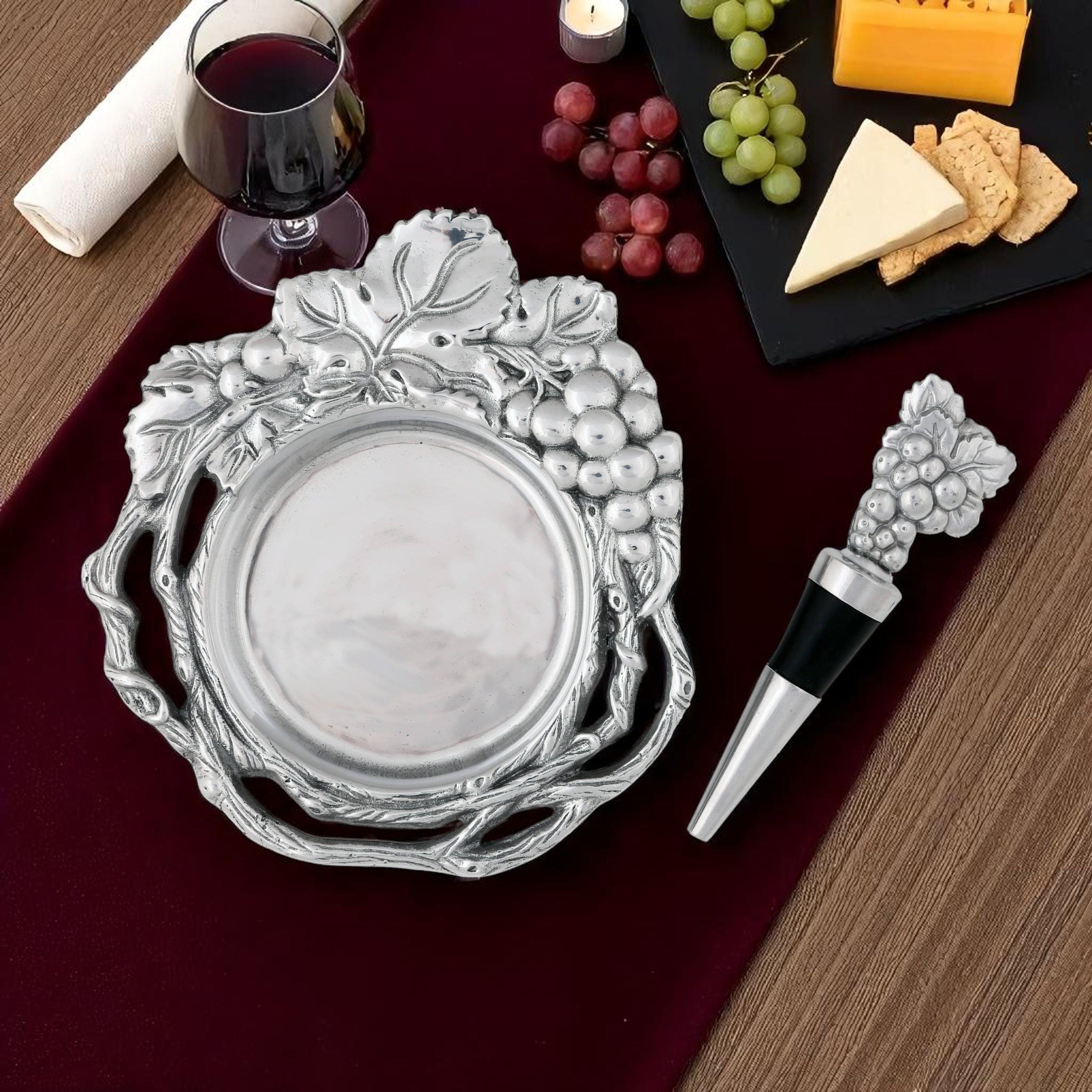 Grape Wine Coaster and Stopper Set