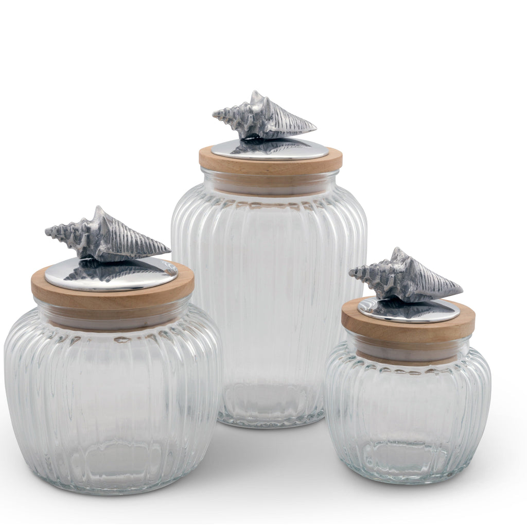 Shell Knob Glass Canisters