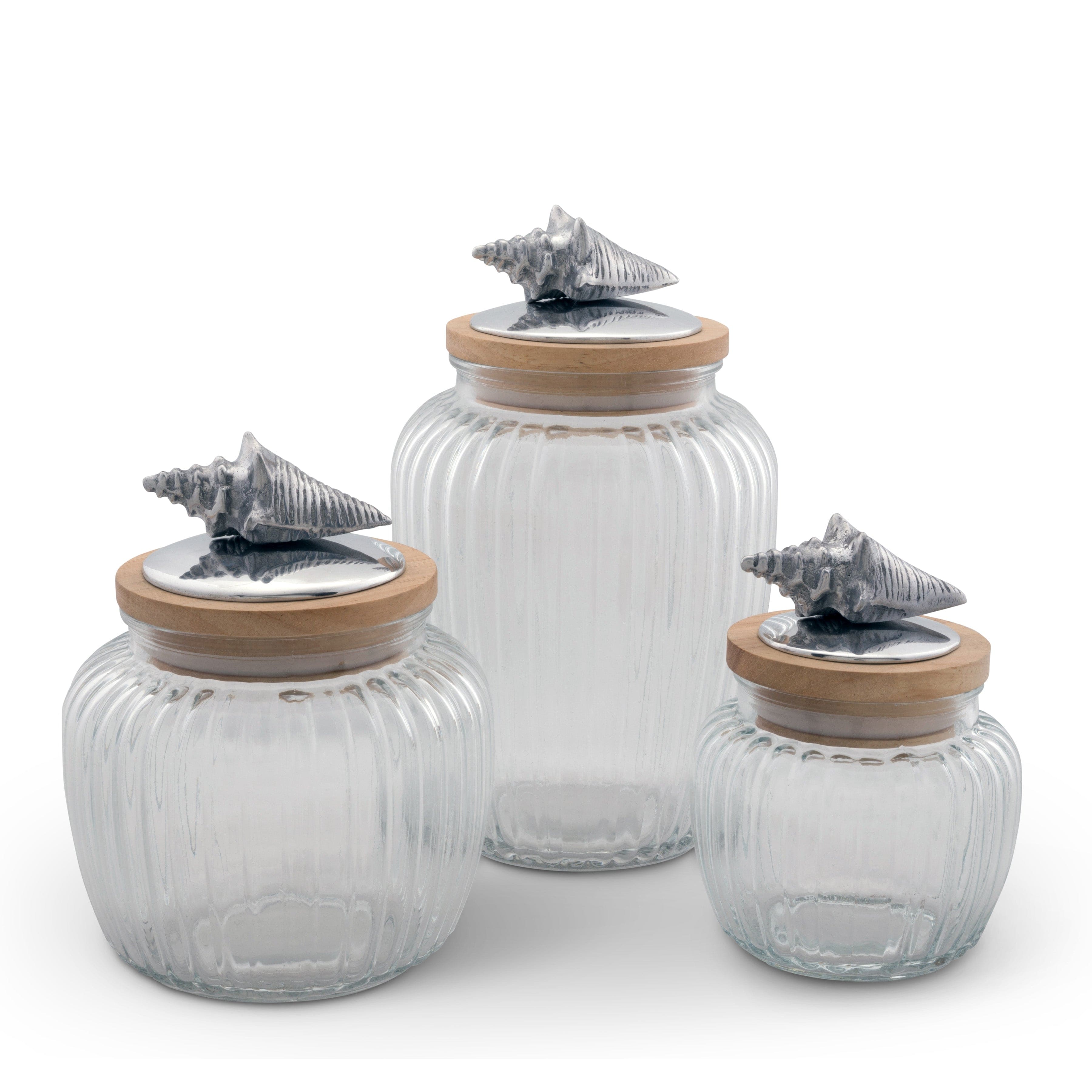 Shell Knob Glass Canisters