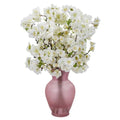 18" Cherry Blossom Artificial Arrangement in Rose Colored Vase
