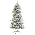 6.5'Flocked Livingston Fir Artificial Christmas Tree with Pine Cones and 300 Clear Warm LED Lights