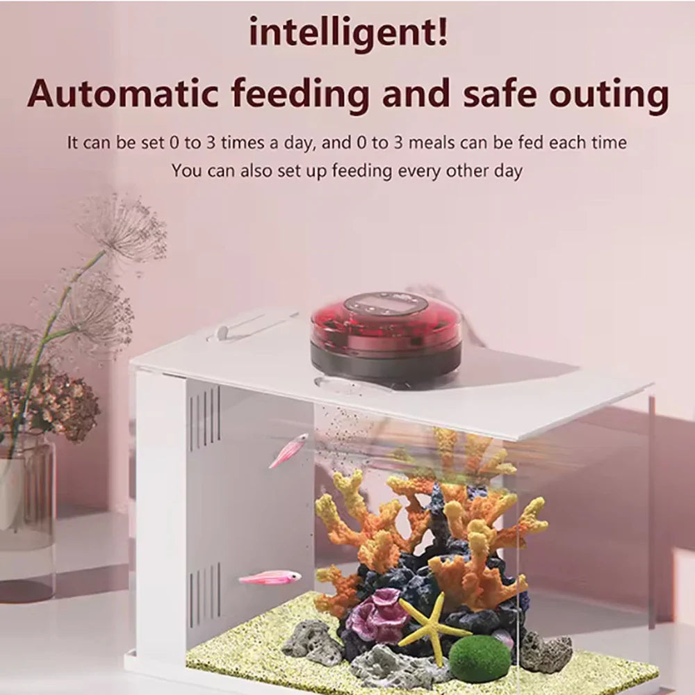 Automatic Aquarium Fish Feeder – USB Rechargeable Food Dispenser with Timer & LCD, 200g (7.1 oz) - PhishStones Products