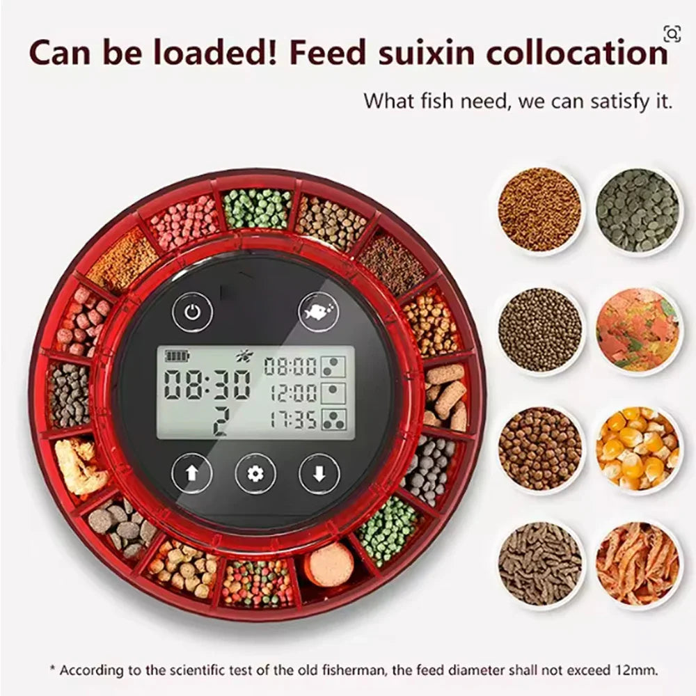Automatic Aquarium Fish Feeder – USB Rechargeable Food Dispenser with Timer & LCD, 200g (7.1 oz) - PhishStones Products
