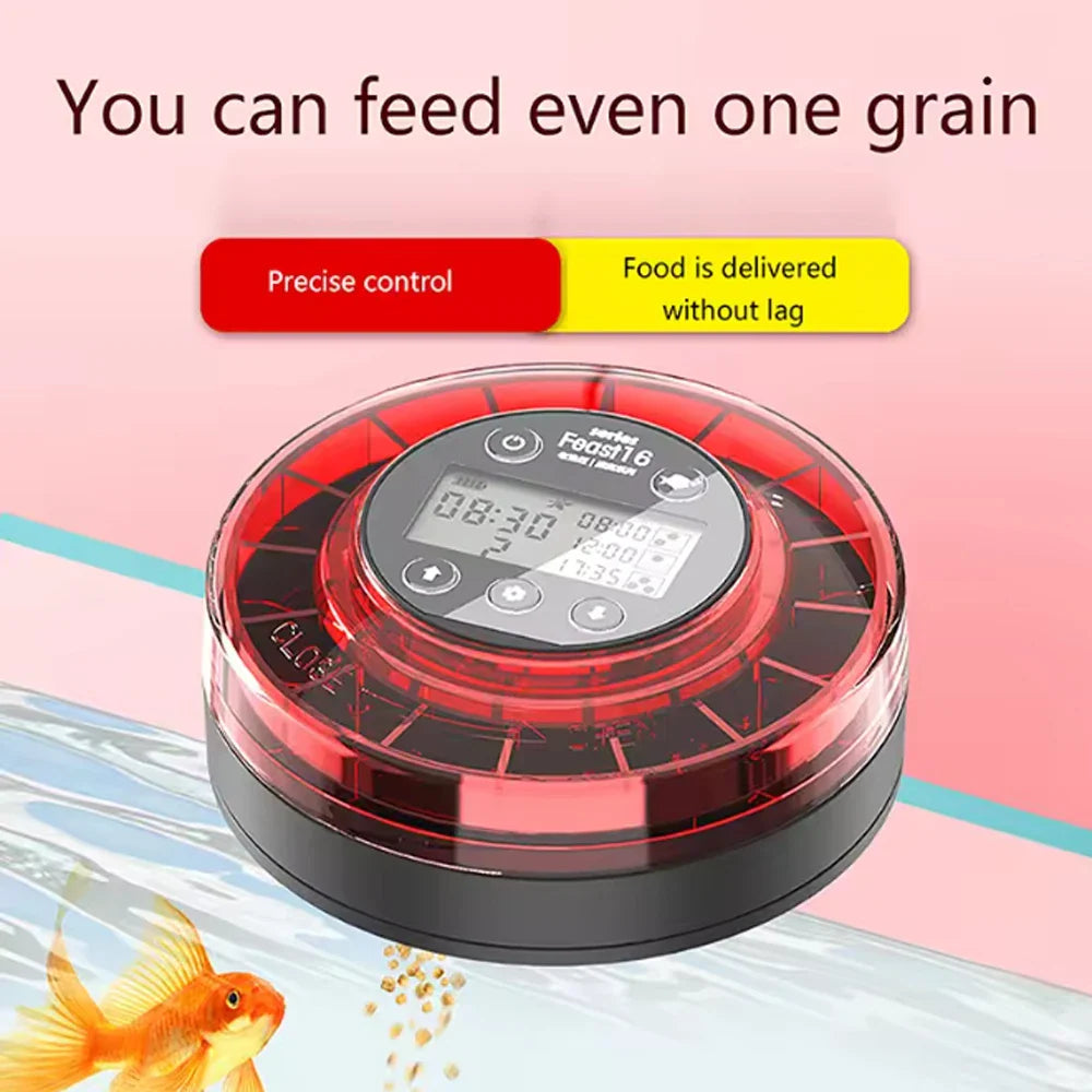 Automatic Aquarium Fish Feeder – USB Rechargeable Food Dispenser with Timer & LCD, 200g (7.1 oz) - PhishStones Products