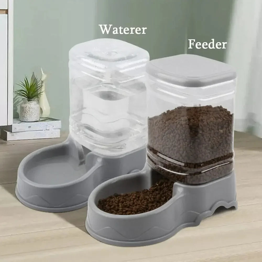 Automatic Pet Feeder & Water Fountain 3.8L (128 fl oz) PP Food Dispenser for Cats & Dogs - PhishStones Products