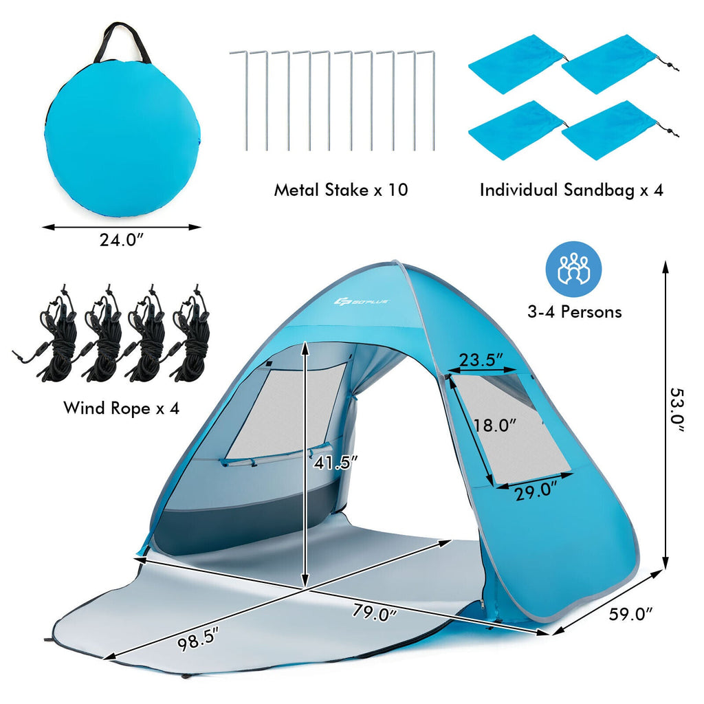 Automatic Pop - up Beach Tent with Carrying Bag - Blue - PhishStones Products