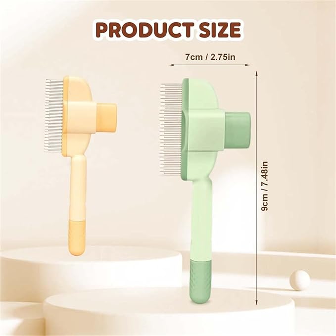 Avatore Zenbrush Cat Comb, Zen Brush for Cats, 2025 Upgraded Cat Brush with Release Button, Flea Comb for Cats, Click Self Cleaning Pet Hair Removal Combs (Yellow*2) - PhishStones Products