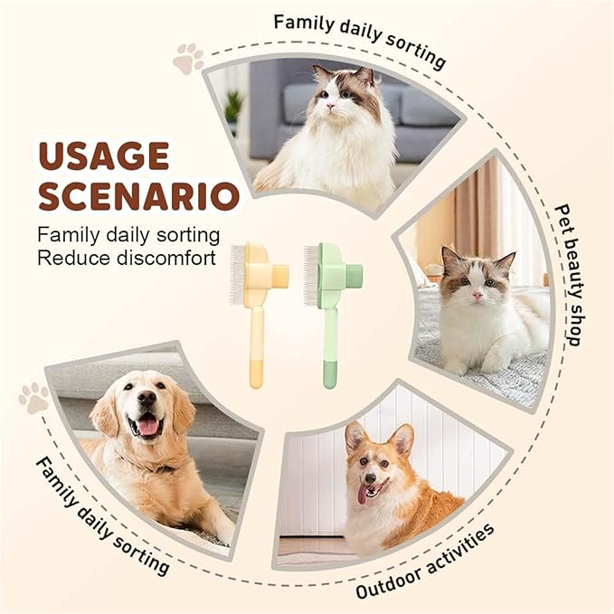 Avatore Zenbrush Cat Comb, Zen Brush for Cats, 2025 Upgraded Cat Brush with Release Button, Flea Comb for Cats, Click Self Cleaning Pet Hair Removal Combs (Yellow*2) - PhishStones Products