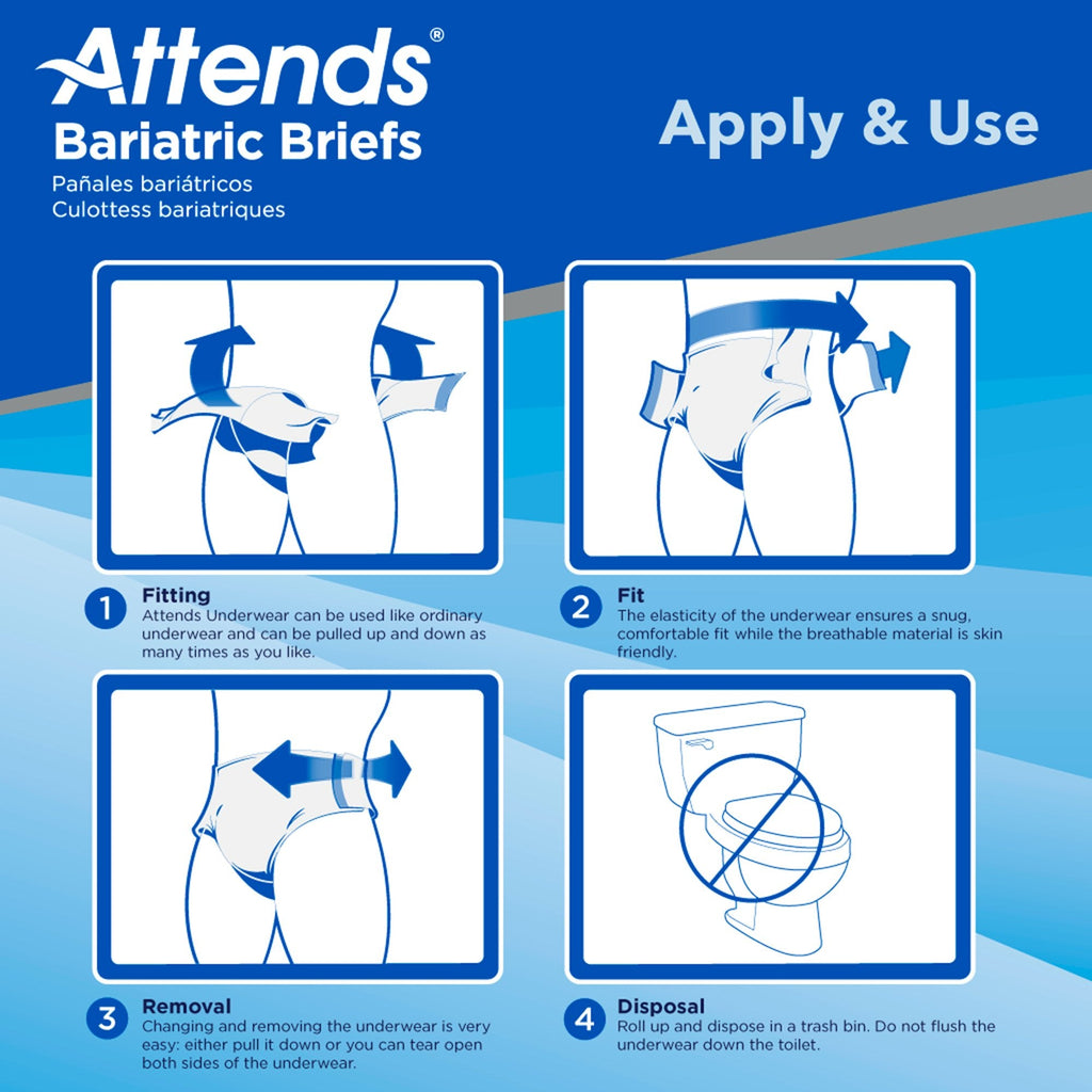 Attends® Bariatric Briefs, 4X-Large DD60