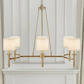 6-Light Drum Shade Chandelier | Bedford Collection Transitional Ceiling Light with Curved Frame — Chrome or Gold, 39.25" Wide