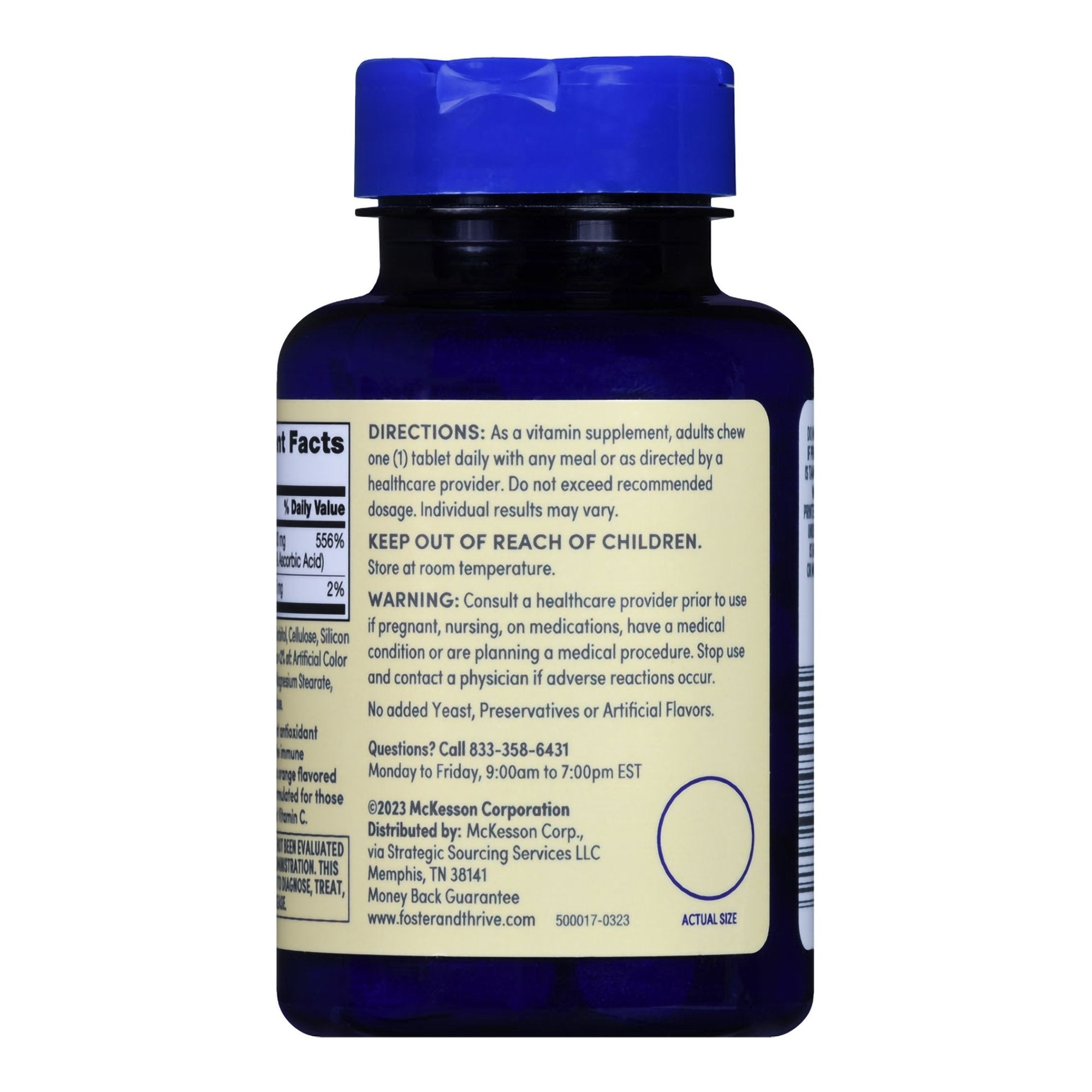 Foster & Thrive™ Chewable Vitamin C 500 mg Tablets Natural Orange 01093995722