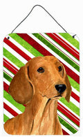 Dachshund Candy Cane Holiday Christmas Wall or Door Hanging Prints Aluminum Metal Sign Kitchen Wall Bar Bathroom Plaque Home Decor Front Door Plaque, 12x16, Multicolor